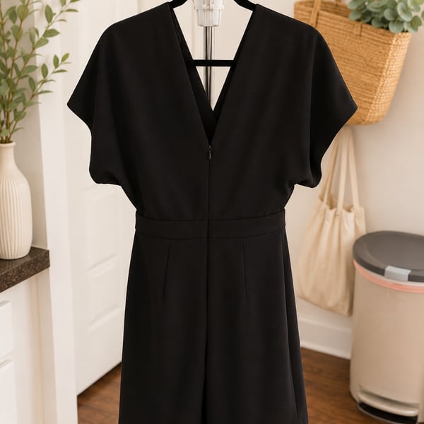Miss Selfridge Black V-Neck Dress with Tie Waist