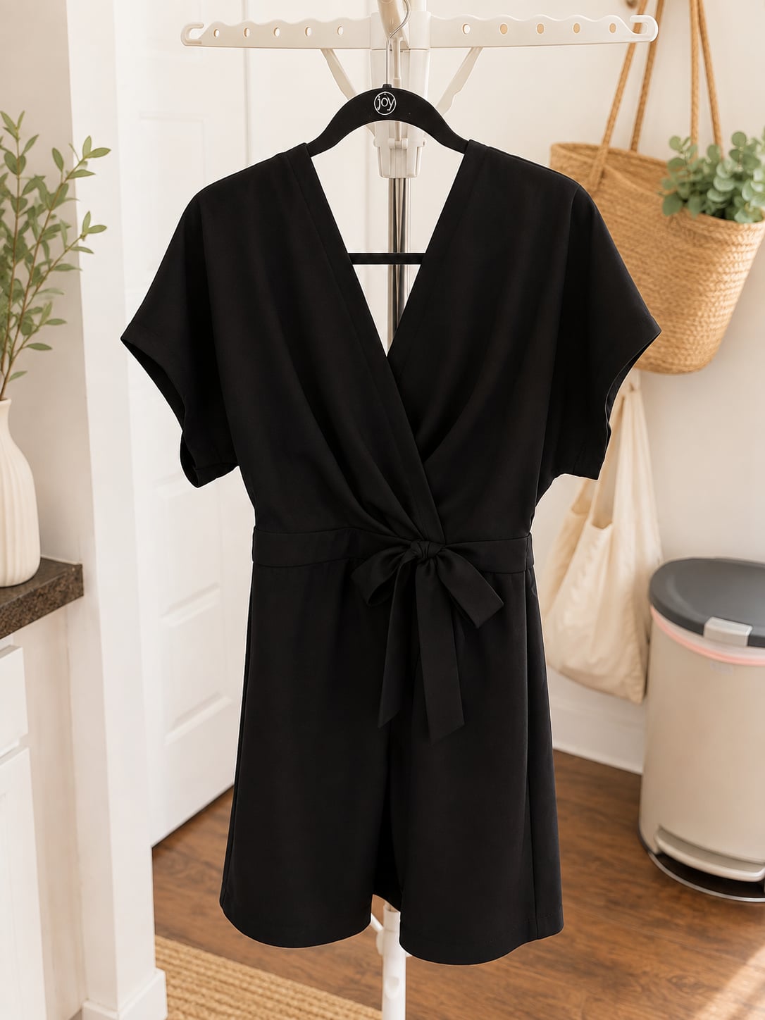 Miss Selfridge Black V-Neck Dress with Tie Waist 3