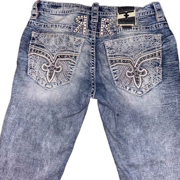 Rock Revival Men's Acid Wash Slim Bootcut Denim Jeans