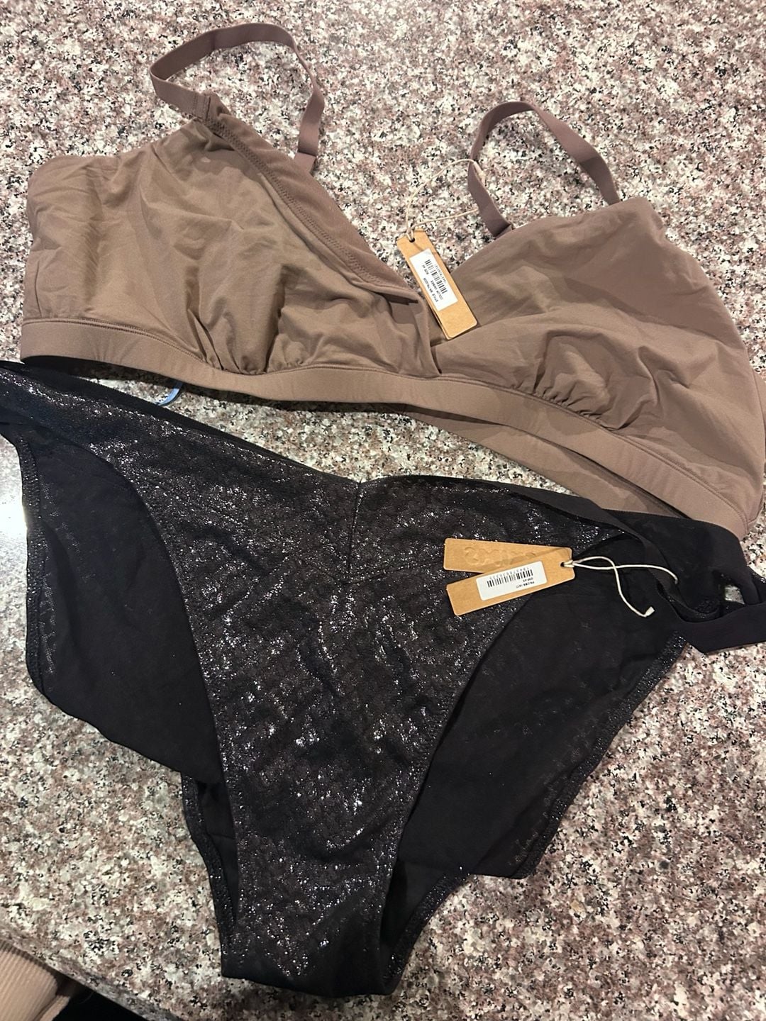 NWT SKIMS 4x bundle! Fits Everybody Triangle Bralette and Shimmer Bikini Bottom 1