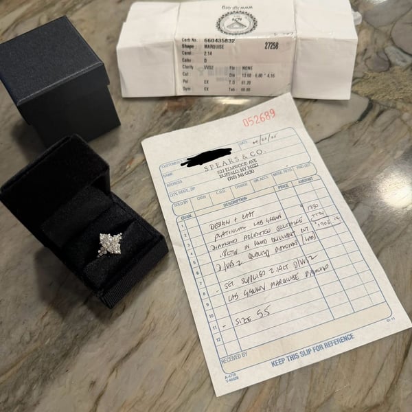 Lab Grown 2.14ct Marquise Diamond Solitaire Engagement Ring