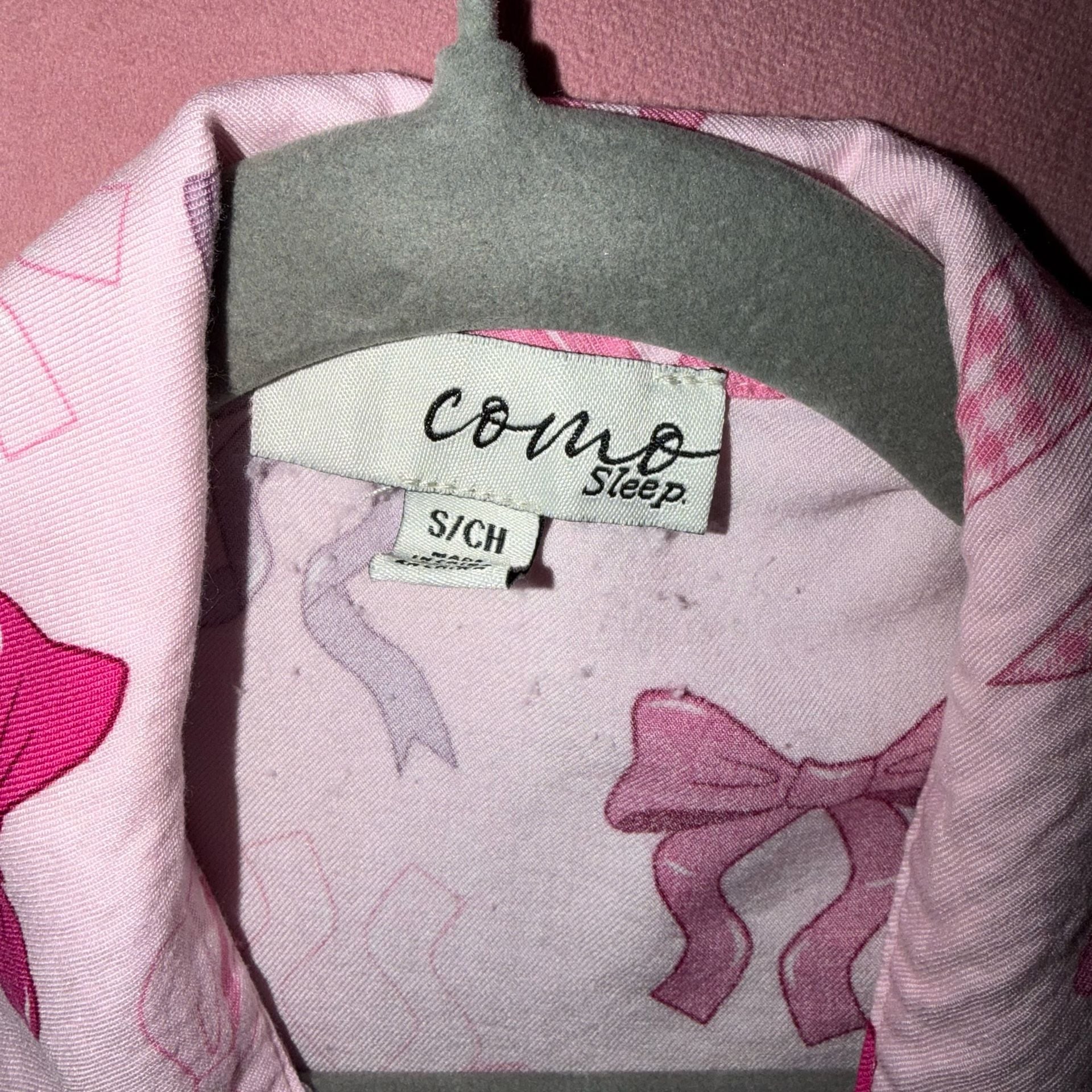 Como Sleep Women's Pink Bow Print Button-Down Pajama Set 2