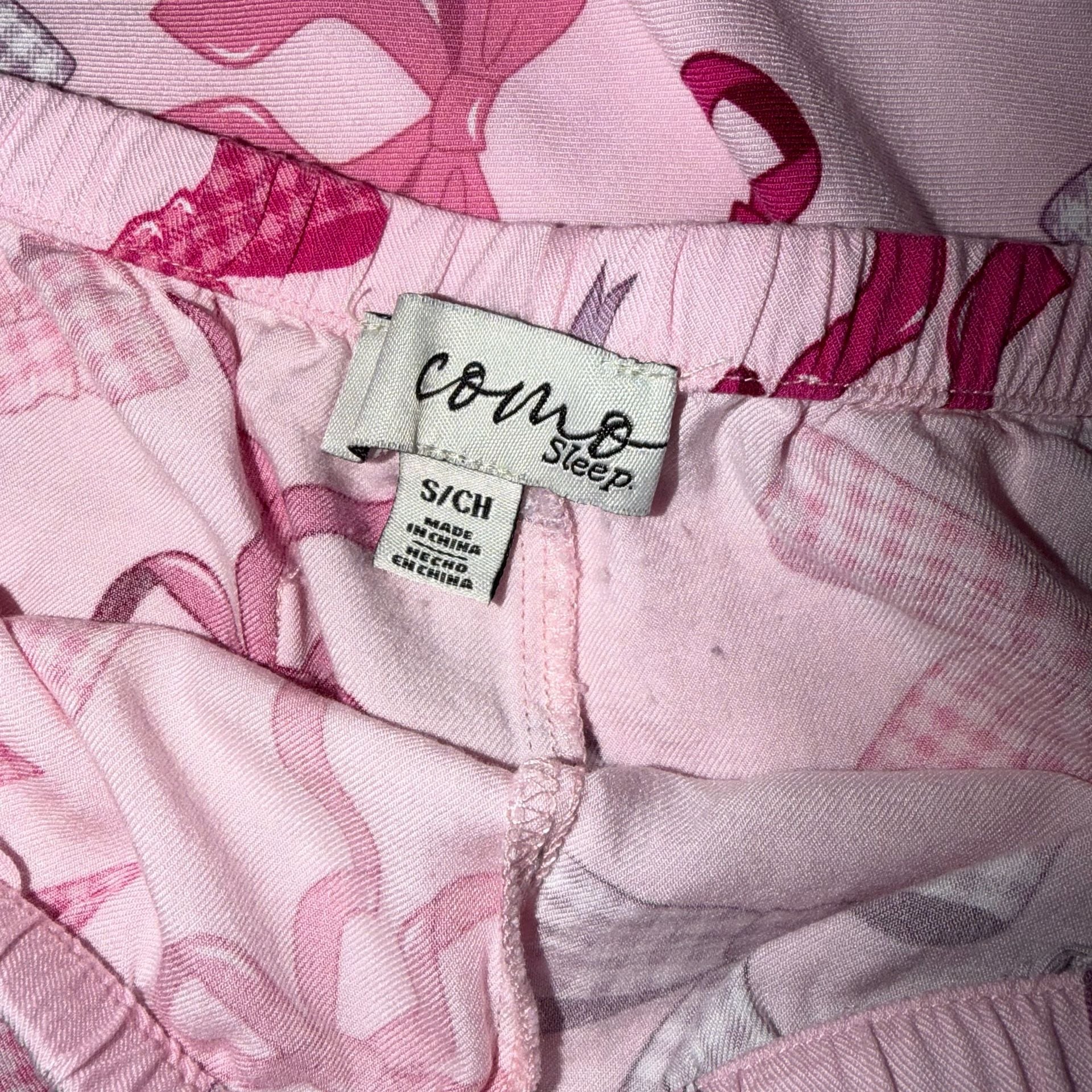 Como Sleep Women's Pink Bow Print Button-Down Pajama Set 3