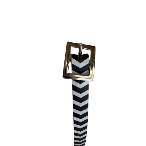 Chevron Print Skinny Belt with Square Buckle