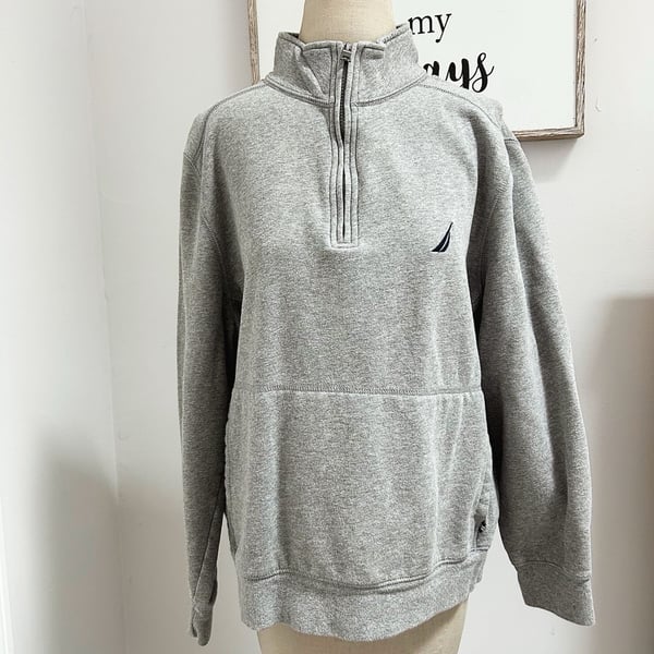 Nautica Men's Quarter-Zip Fleece Pullover Heather Gray Size Large