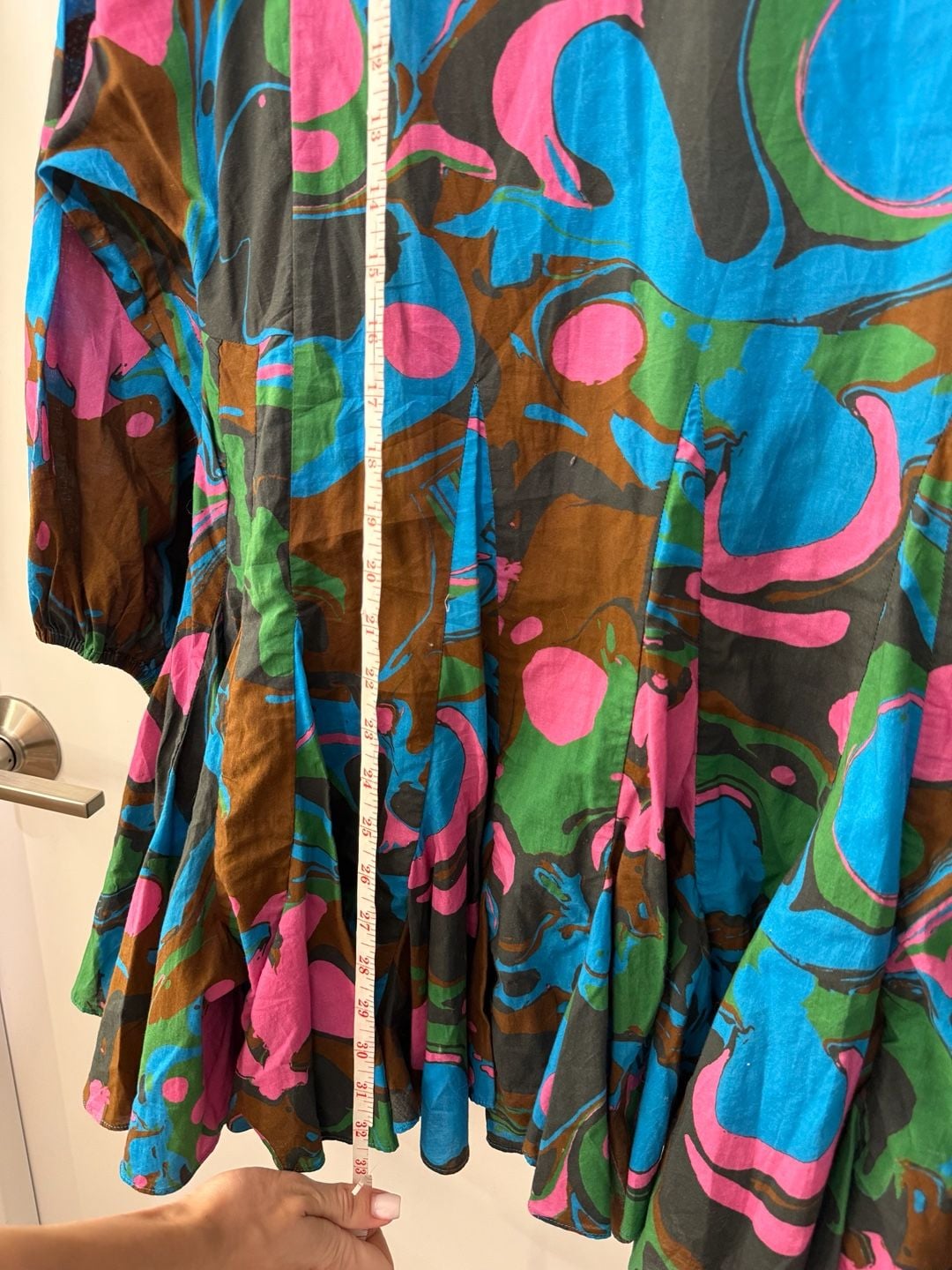 RHODE Ella Mini Dress with Braided Belt in Multi Marble Print 9