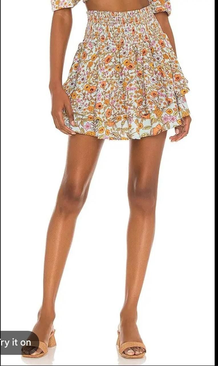 Maaji Floral Ruffle Mini Skirt with Smocked Waist 2