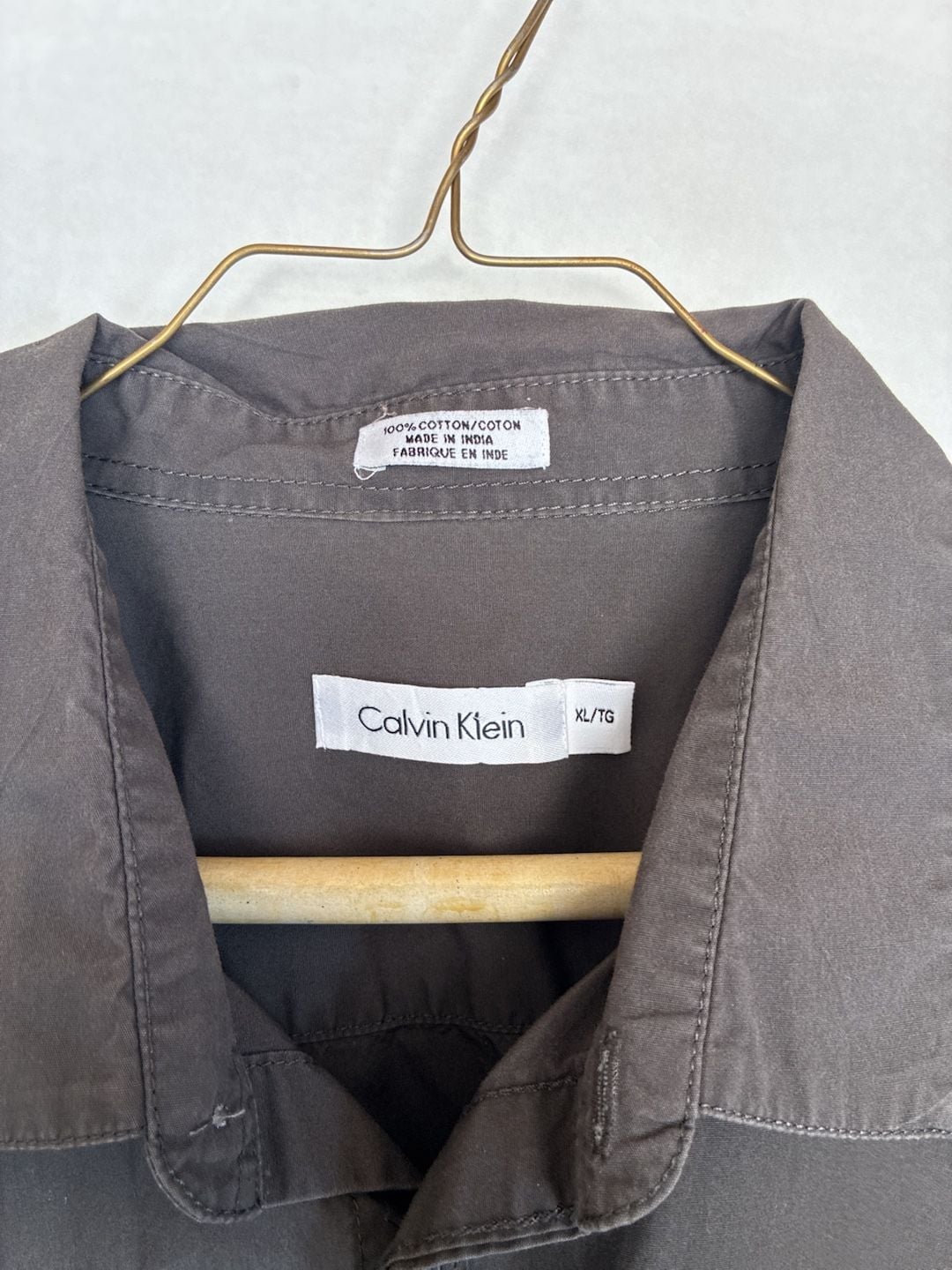 Calvin Klein Men's Long Sleeve Button Down Utility Shirt in Dark Brown 3