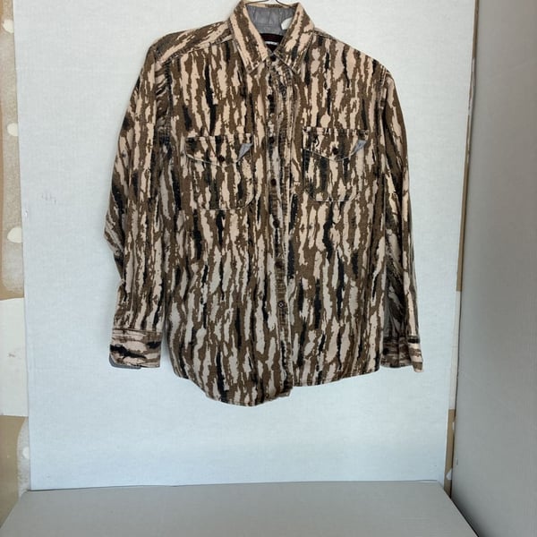 Browning Vintage Long Sleeve Button-Down Hunting Shirt Mossy Oak Bottomland Camo