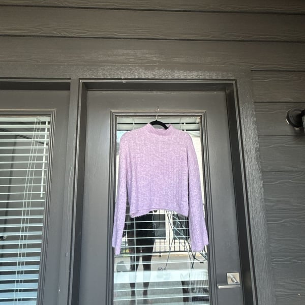 Jessica Simpson Lavender Cropped Cable Knit Mock Neck Sweater Style ST20338