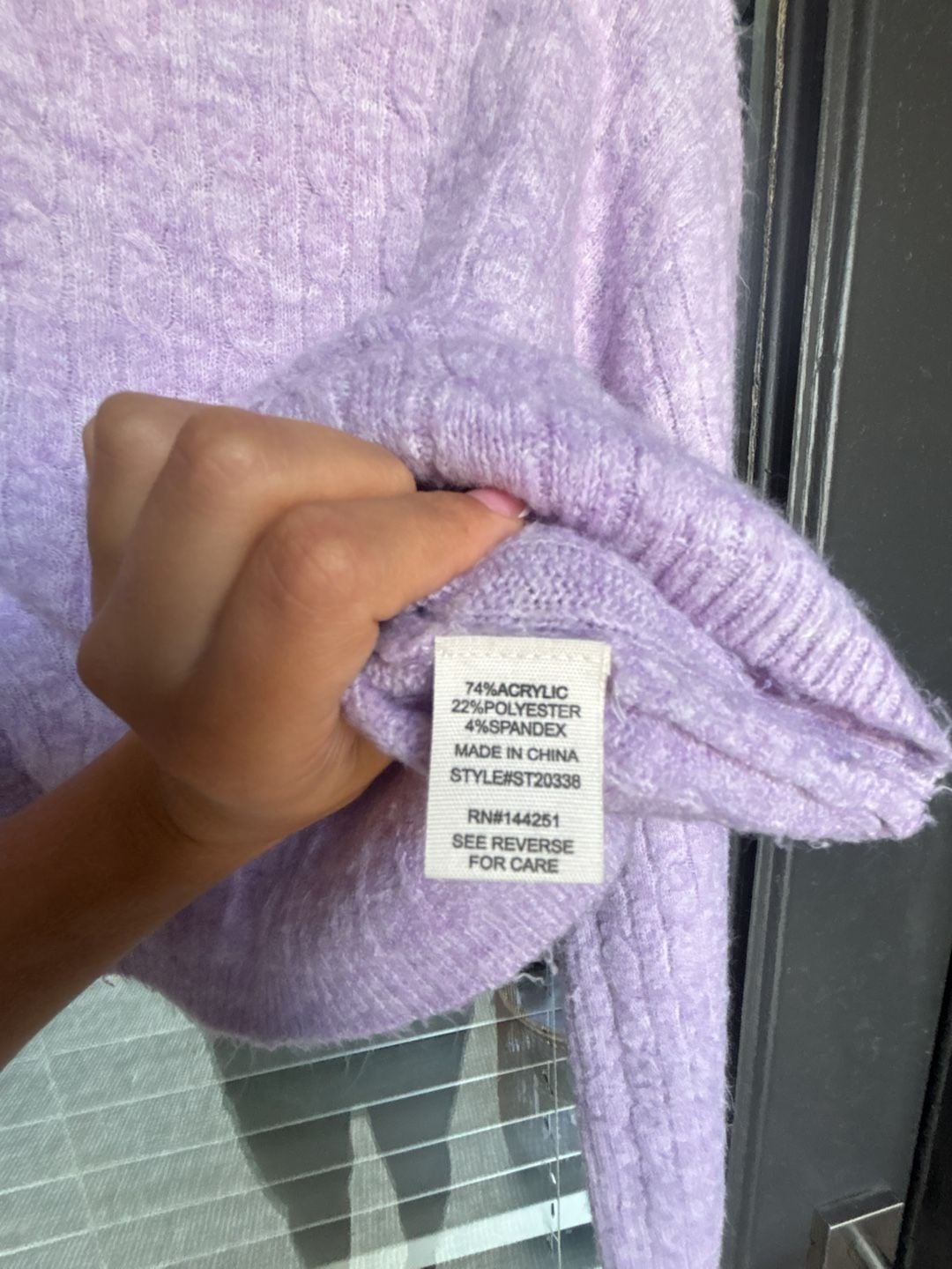 Jessica Simpson Lavender Cropped Cable Knit Mock Neck Sweater Style ST20338 4