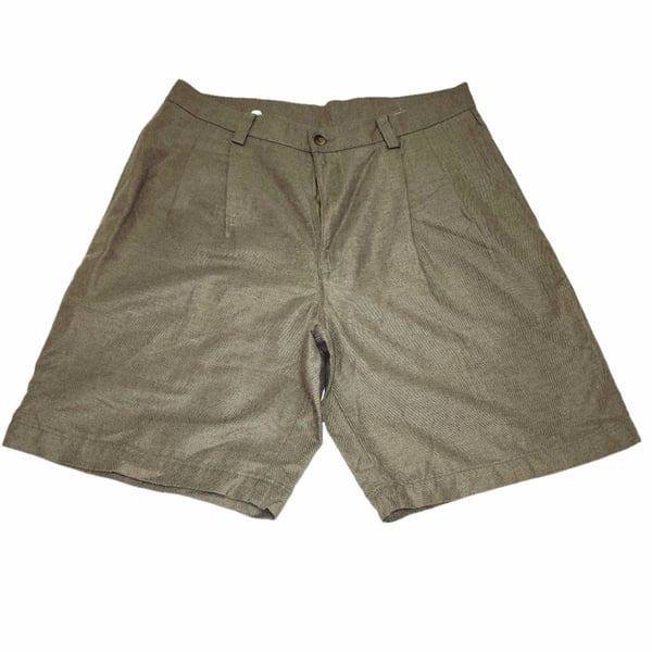 Dockers Recode Men's Pleated Linen Blend Retro Shorts Olive Size 36