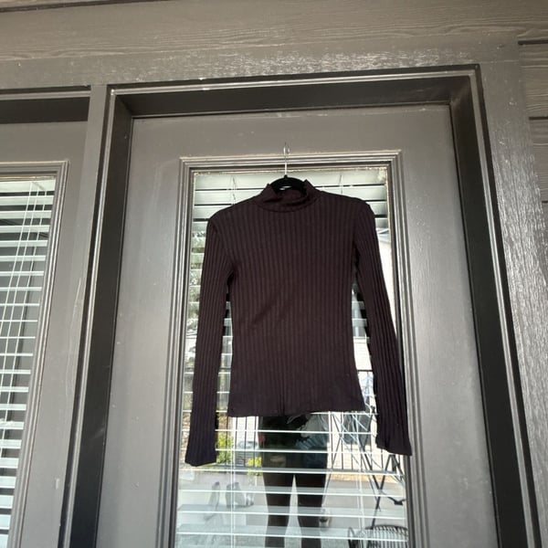Topshop Black Ribbed Long Sleeve Turtleneck Top