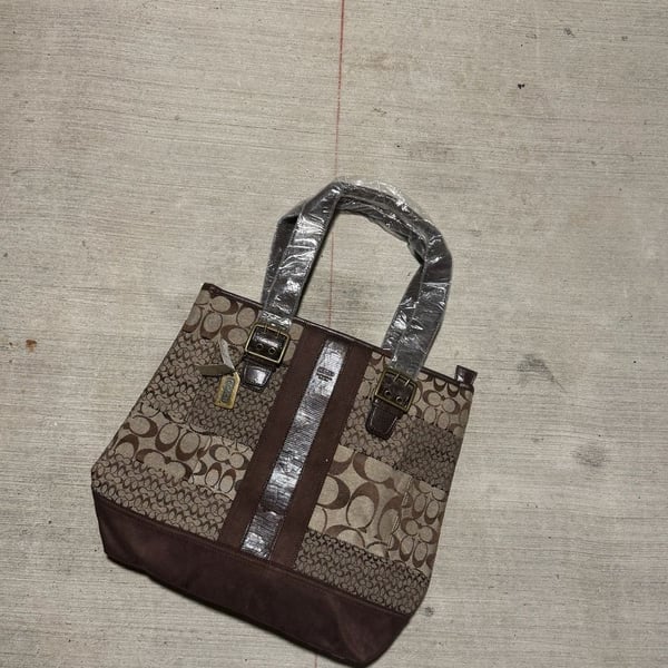 Coach Signature Patchwork Sig Satchel Tote Bag
