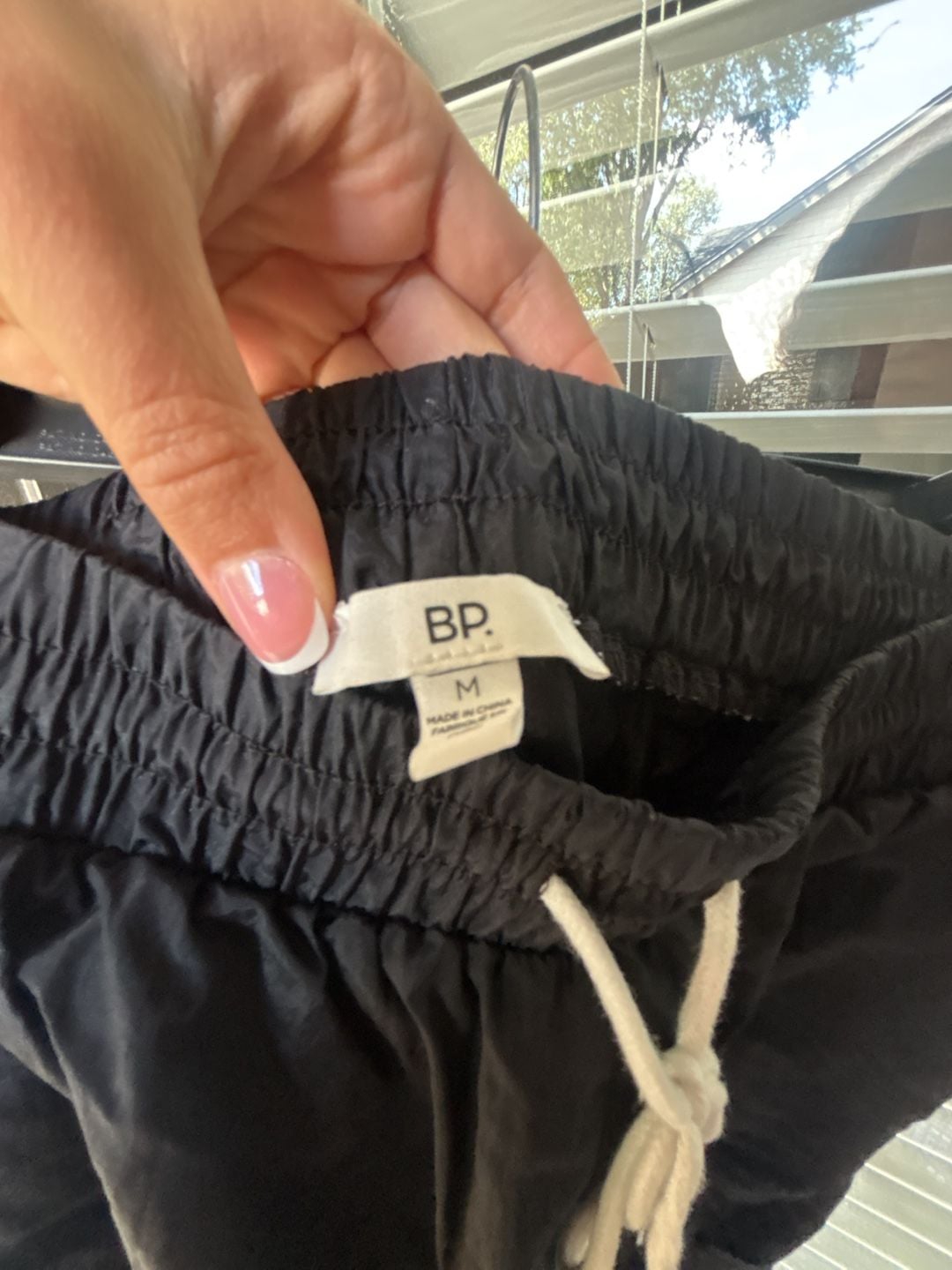BP. Black Nylon Athletic Track Pants with Side Stripe 3