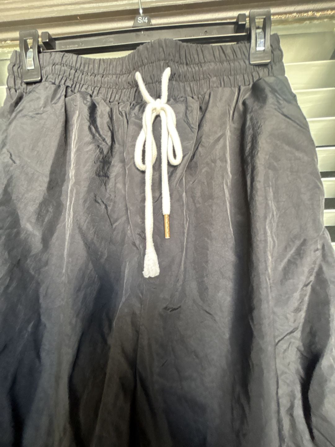 BP. Black Nylon Athletic Track Pants with Side Stripe 4