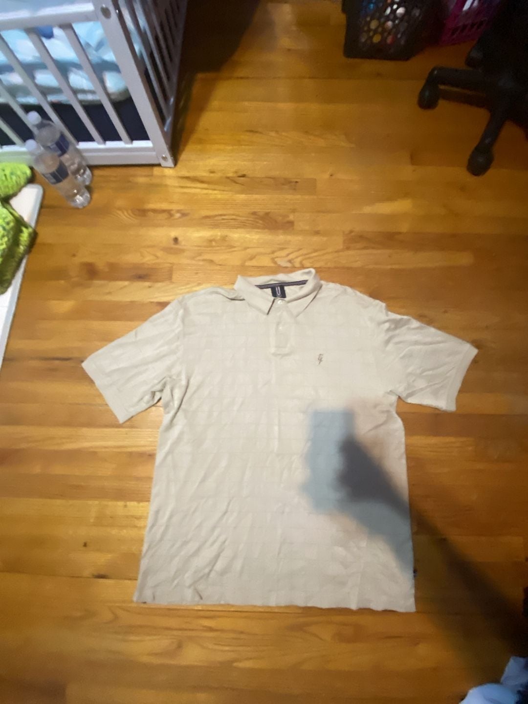 Phat Farm Men's Beige Grid Pattern Short Sleeve Polo Shirt 3XL 2