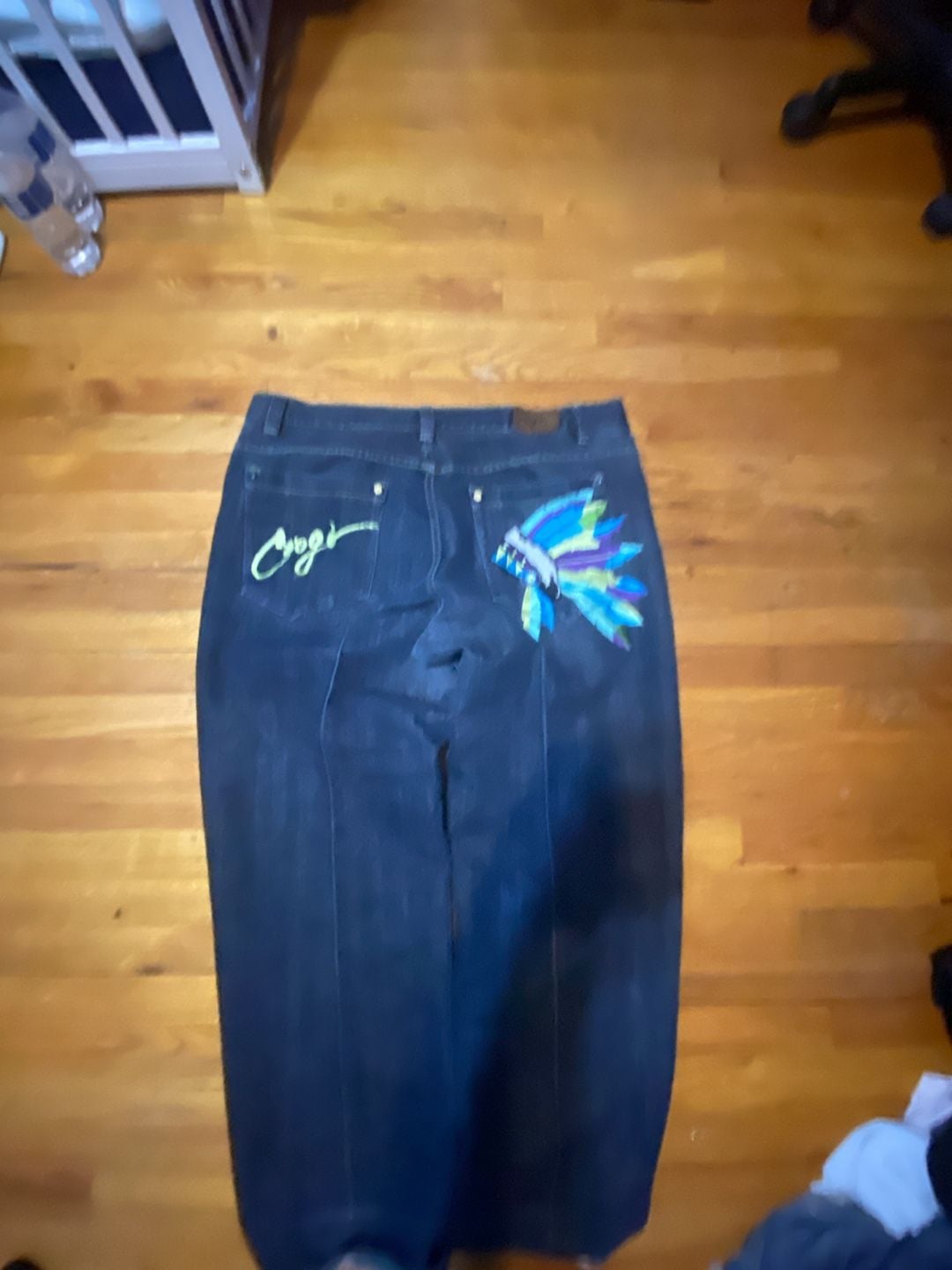 Coogi Men's Vintage Y2K Embroidered Headdress Baggy Denim Jeans Size 44x34 2