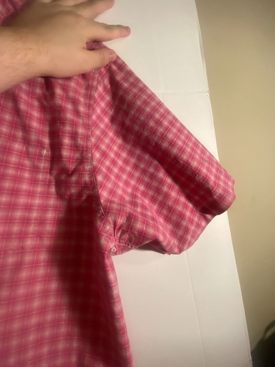 Ariat Pro Series Men’s 2XL Stretch Pink Gingham Short Sleeve Button-Down Shirt 9