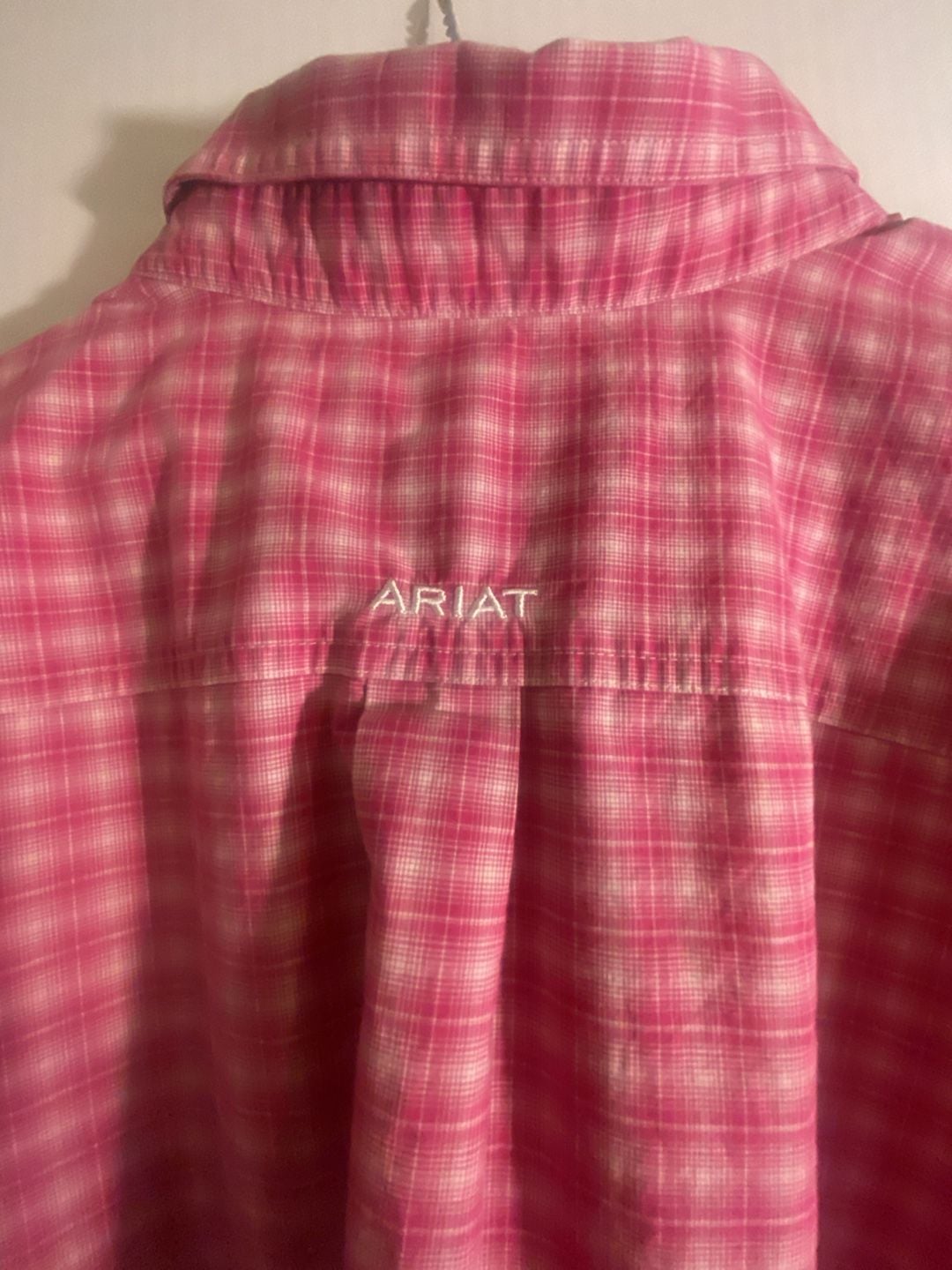 Ariat Pro Series Men’s 2XL Stretch Pink Gingham Short Sleeve Button-Down Shirt 10