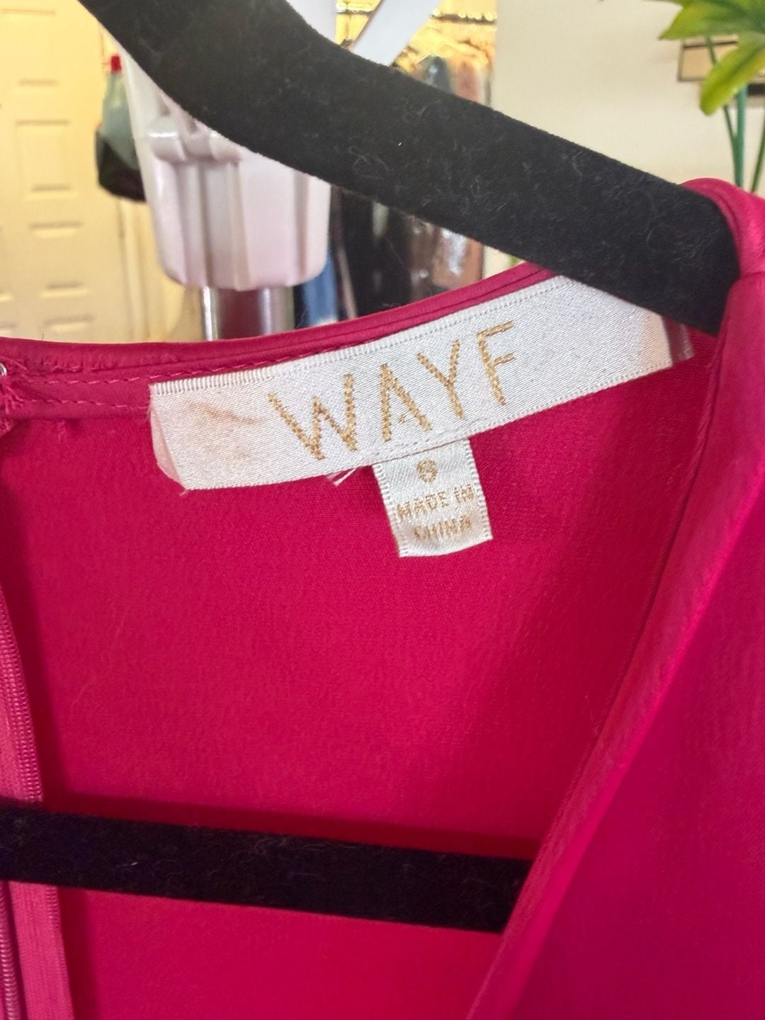 WAYF Poppy Cut-Out Tie Front Satin Midi Dress in Berry Pink 4