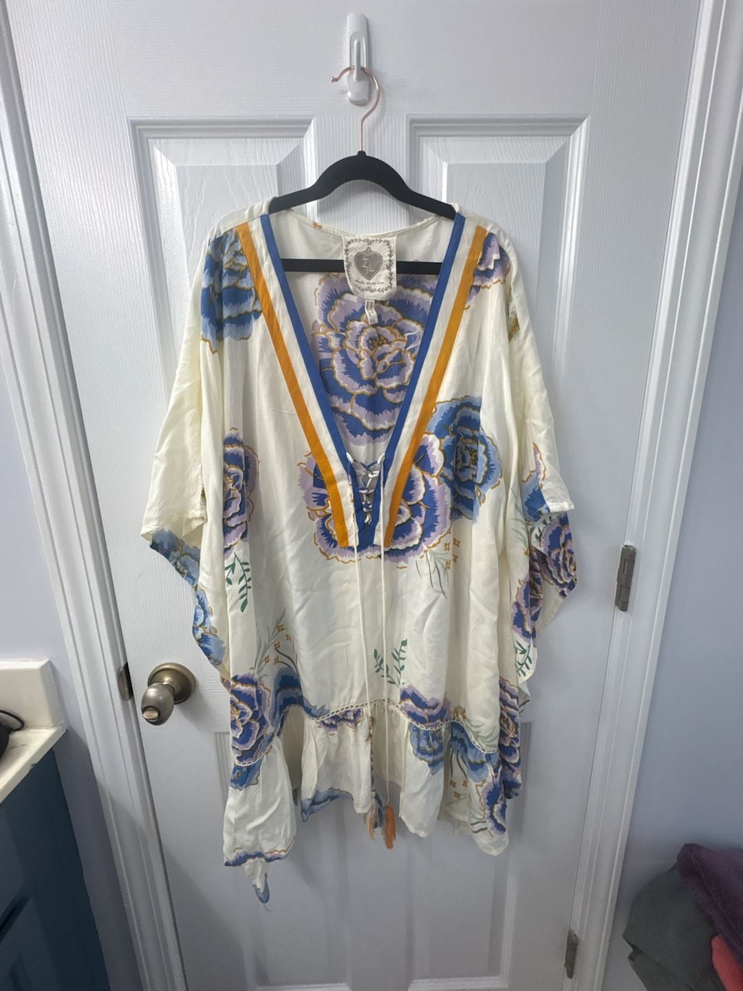 Z & L Europe Boho Floral Print Tunic Kimono with Tassels 2