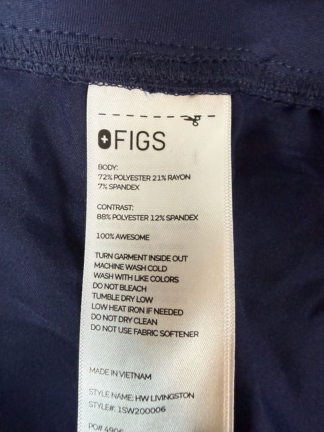 FIGS Technical Collection Livingston High-Waisted Scrub Pants Navy Blue Size 5XL 7