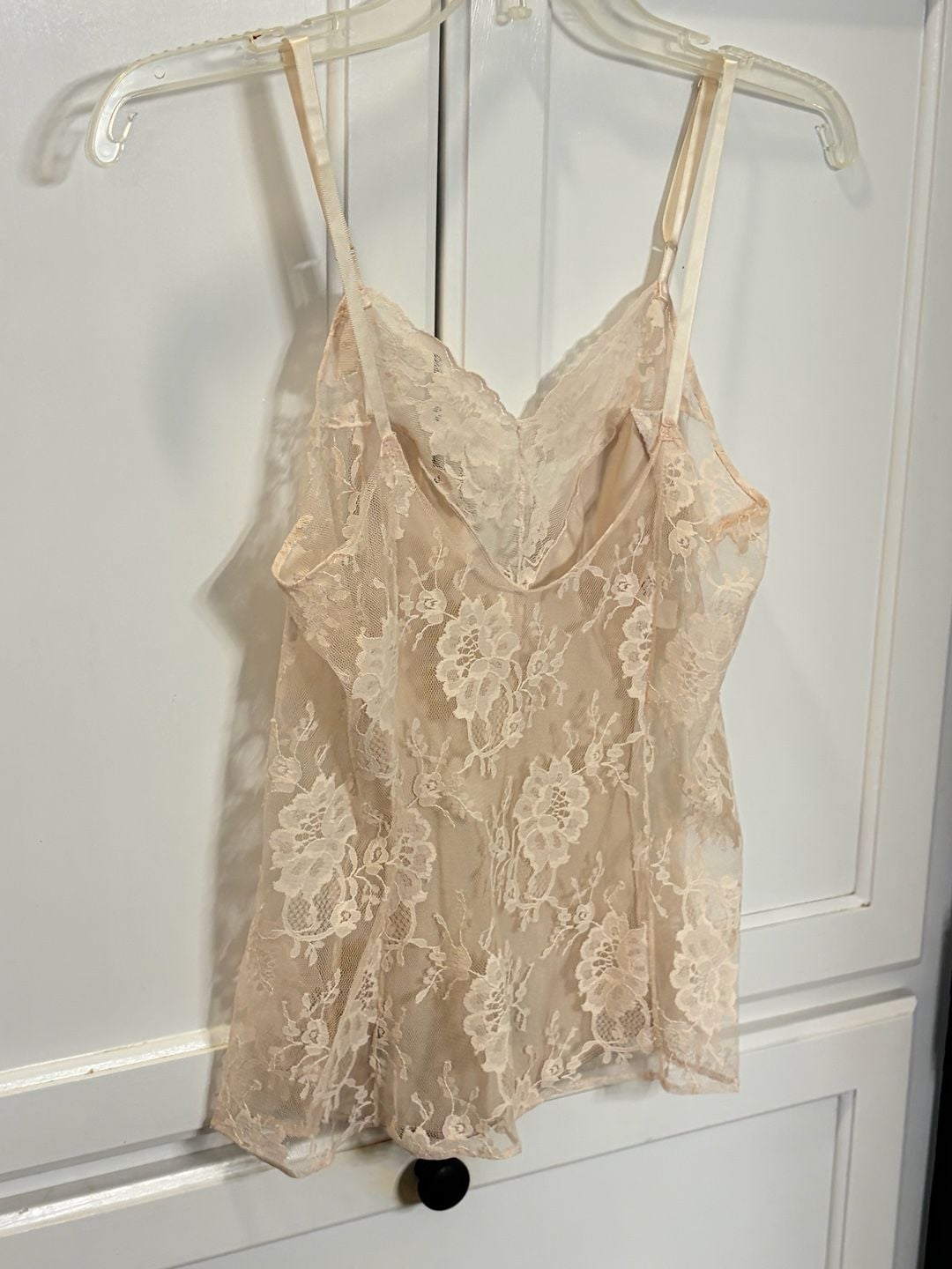 Vintage Henson Kickernick Size 34 Ivory Lace Sheer Camisole Lingerie USA Nylon 9