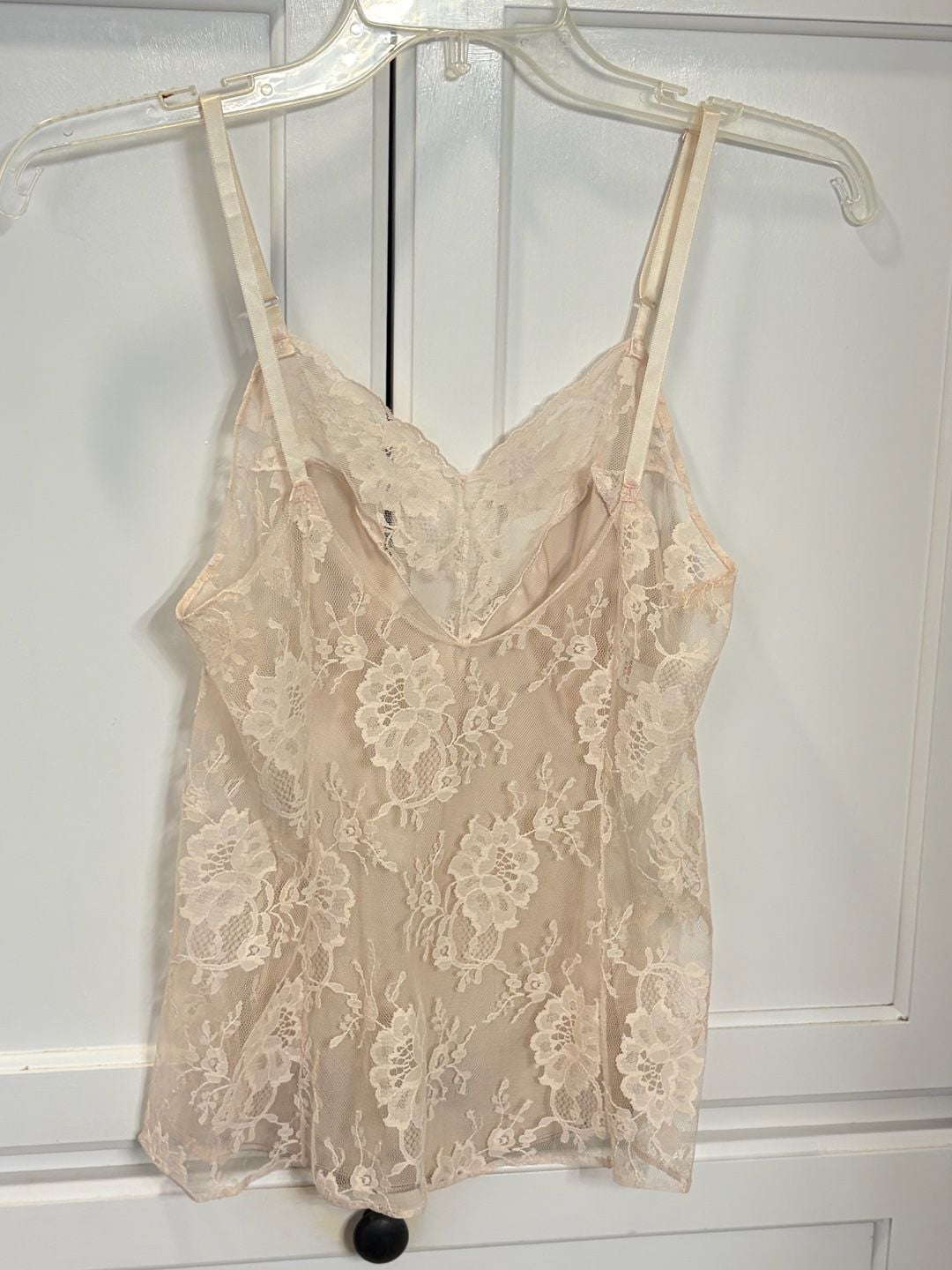 Vintage Henson Kickernick Size 34 Ivory Lace Sheer Camisole Lingerie USA Nylon 11