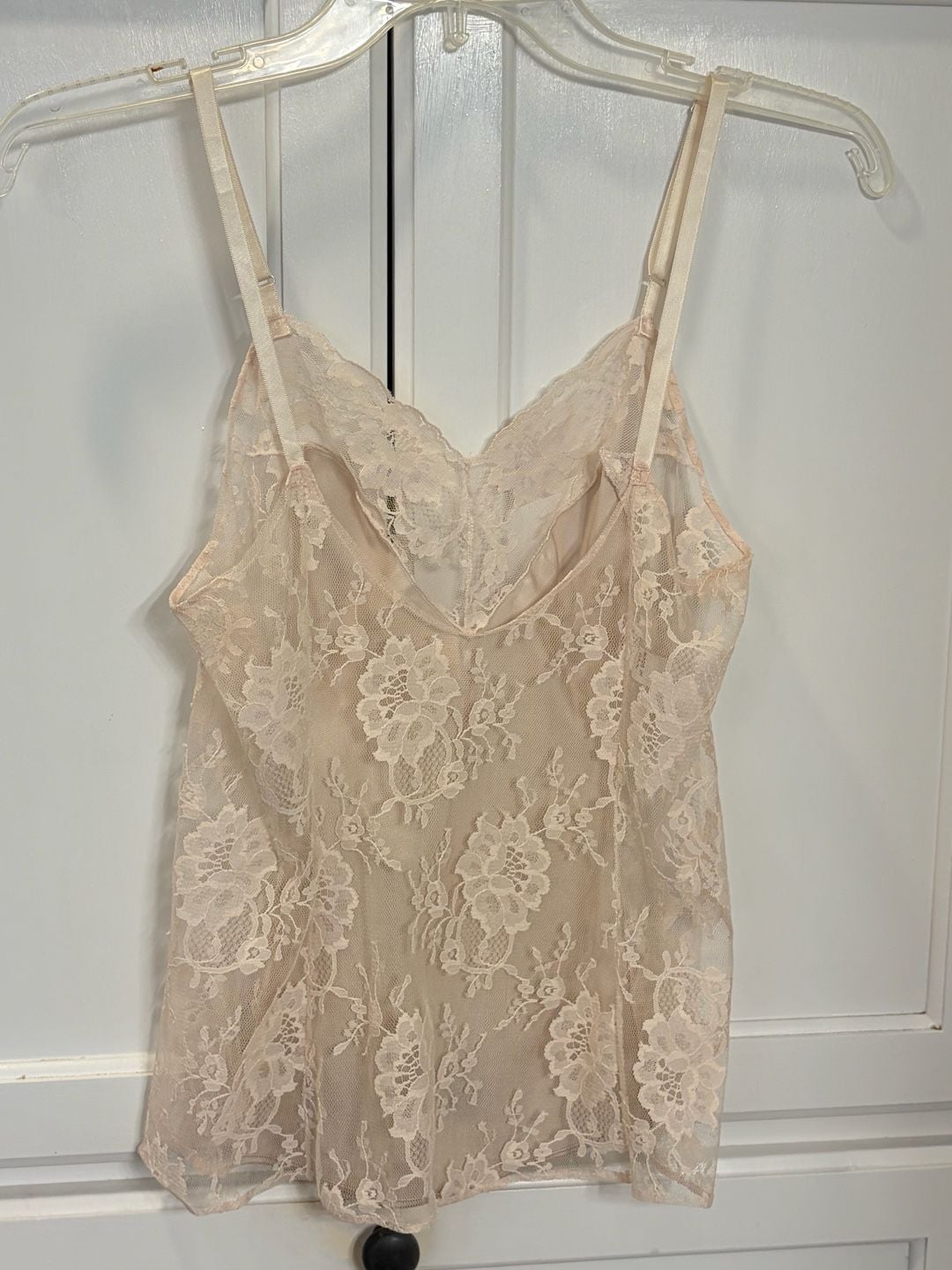 Vintage Henson Kickernick Size 34 Ivory Lace Sheer Camisole Lingerie USA Nylon 12