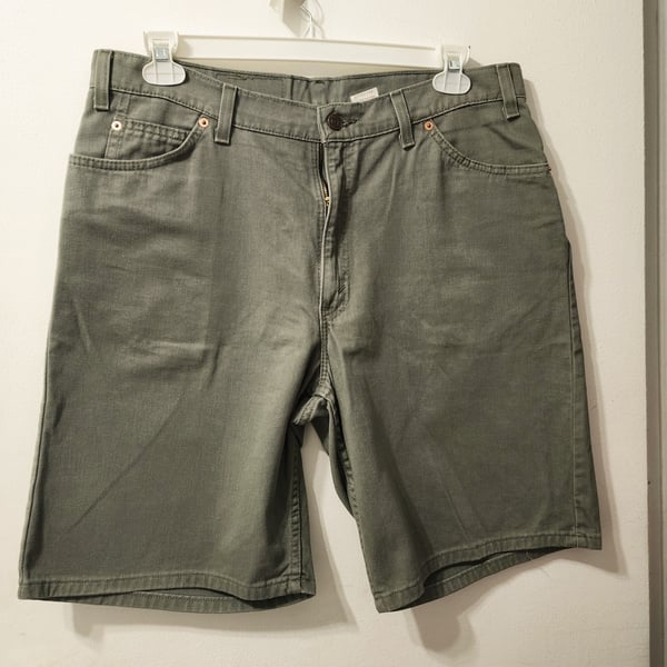Vintage Levi's 560 Loose Fit Denim Shorts Green Men's Size 36 Made in USA