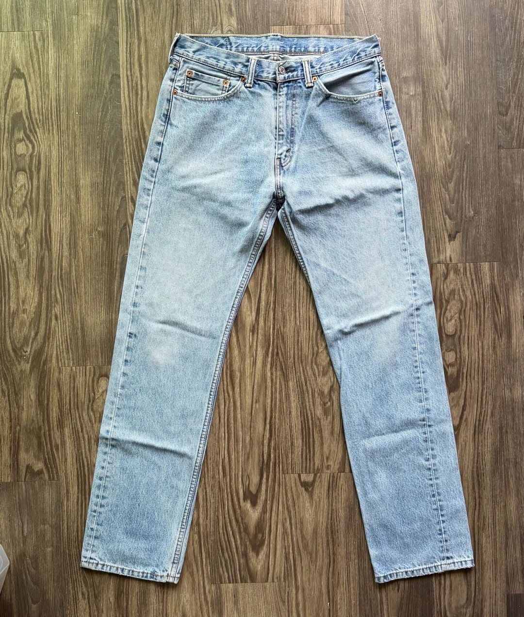Vintage Levi's 505 Regular Fit Straight Leg Jeans, Light Wash, Men's Size 33x34 4