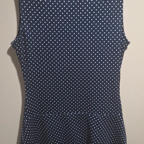 Unbranded Women's Sleeveless Polka Dot Drop-Waist Mini Dress small