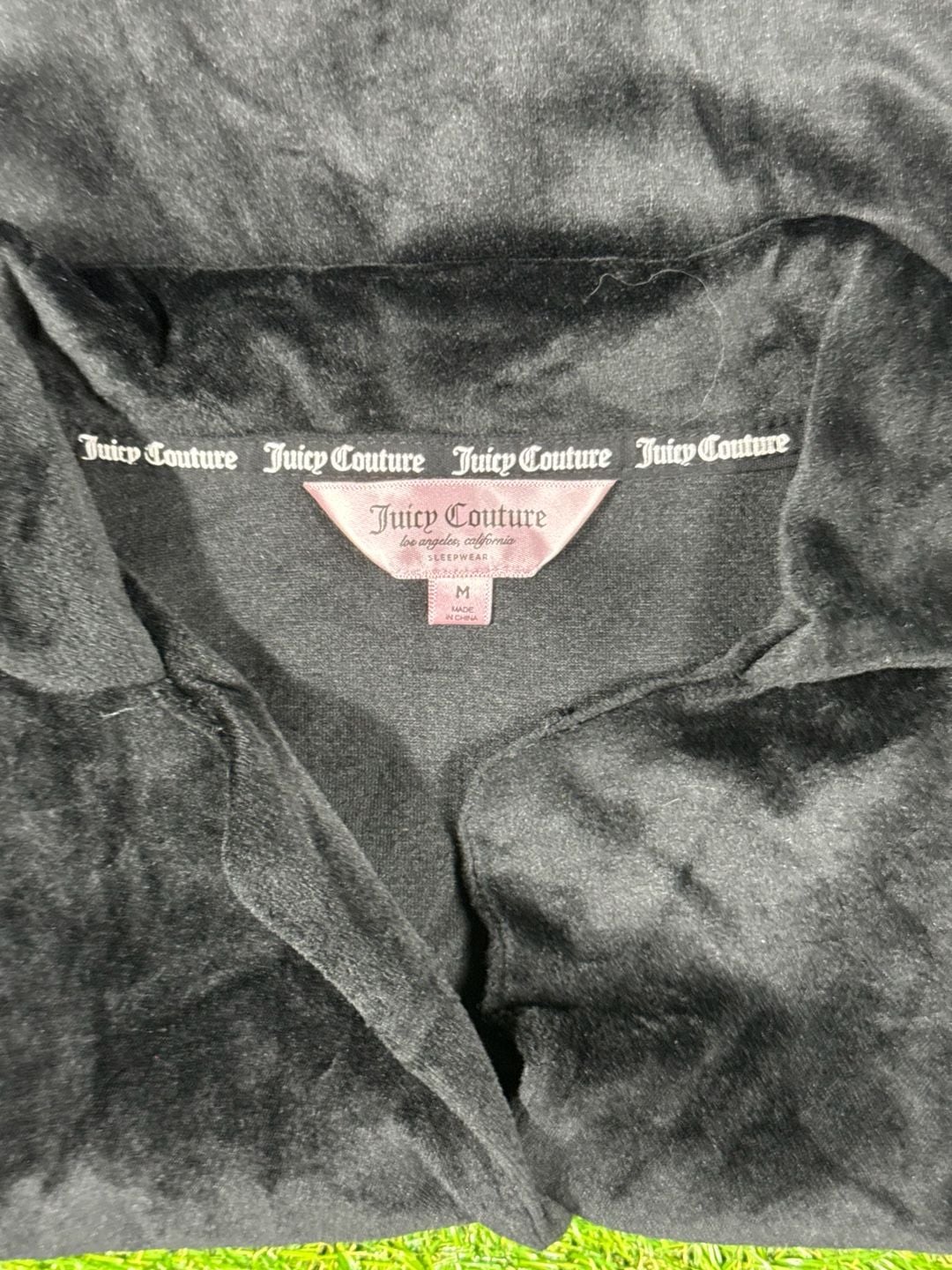 Juicy Couture Black Velour Rhinestone Logo Lounge Sleepwear Set 3