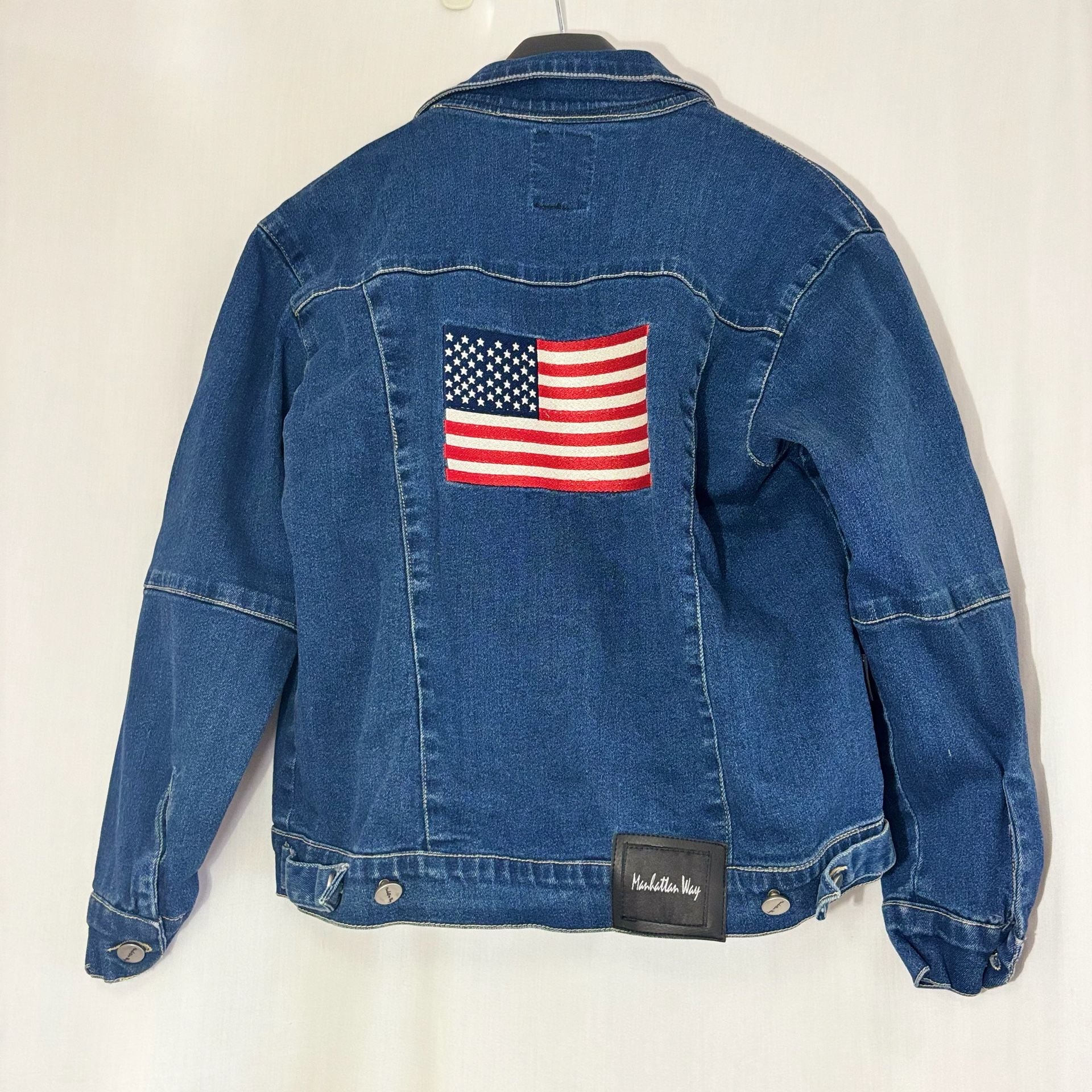 Manhattan Way Unite We Stand USA Flag Embroidered Denim Jacket 2