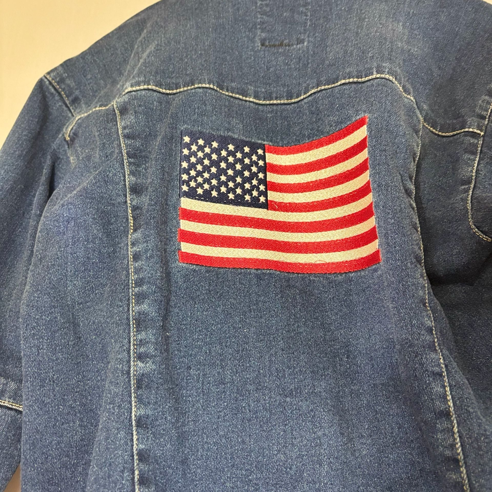 Manhattan Way Unite We Stand USA Flag Embroidered Denim Jacket 6