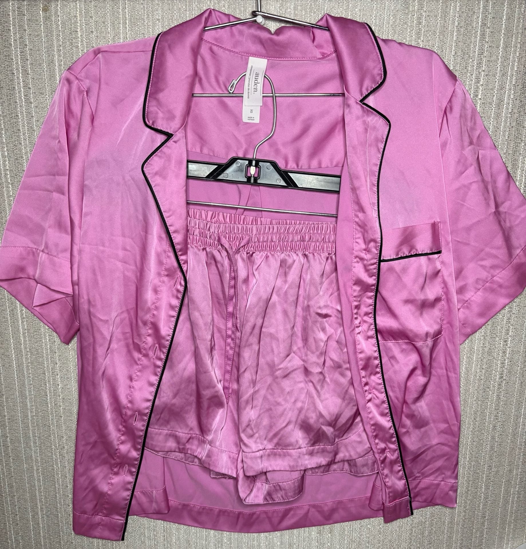 Auden Women's Satin Short Sleeve Button-Down Pajama Set 2