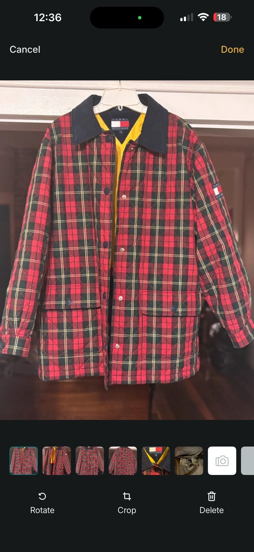 Vintage 90s Tommy Hilfiger Reversible Quilted Plaid Jacket with Corduroy Collar 2