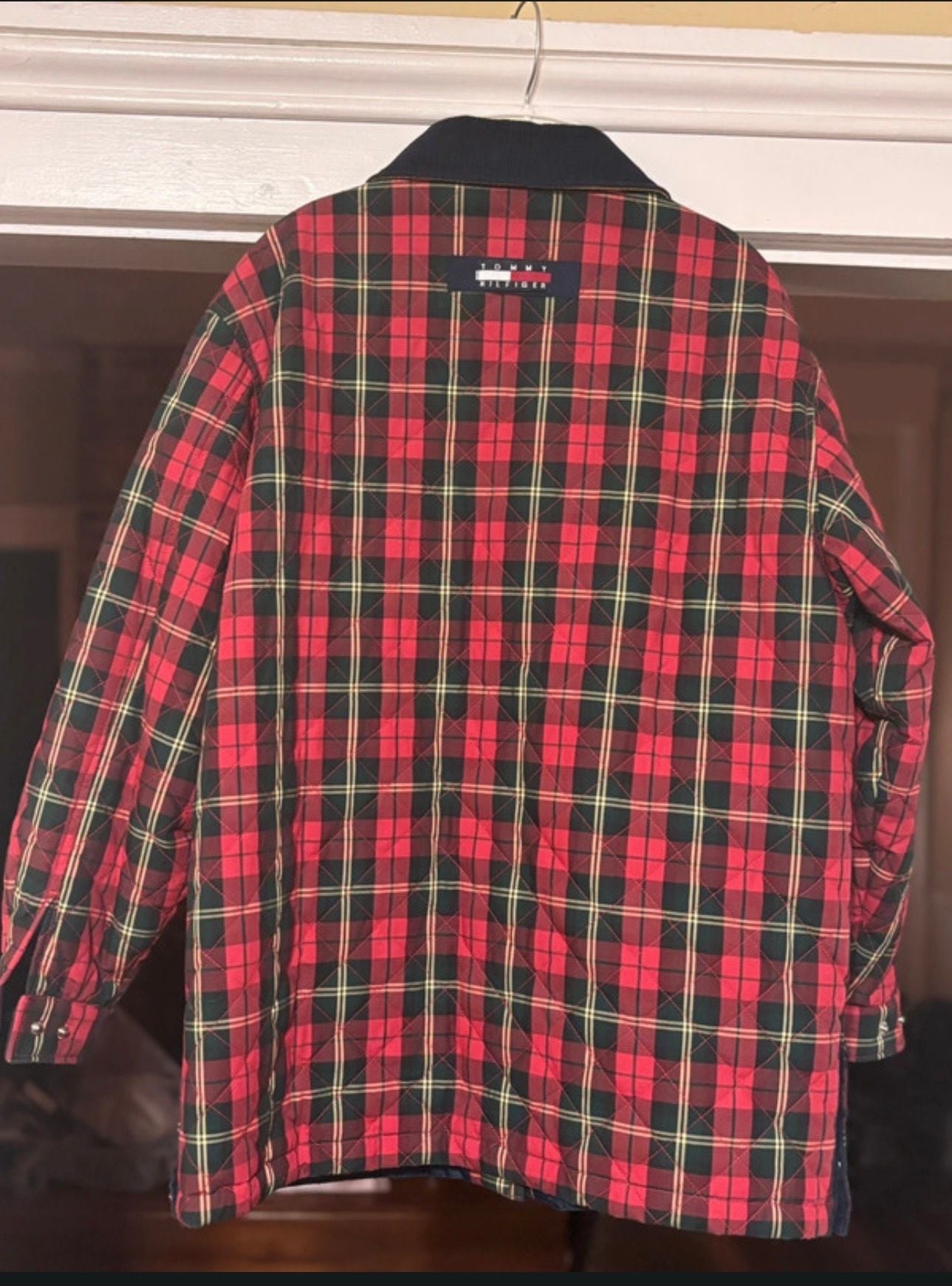 Vintage 90s Tommy Hilfiger Reversible Quilted Plaid Jacket with Corduroy Collar 5