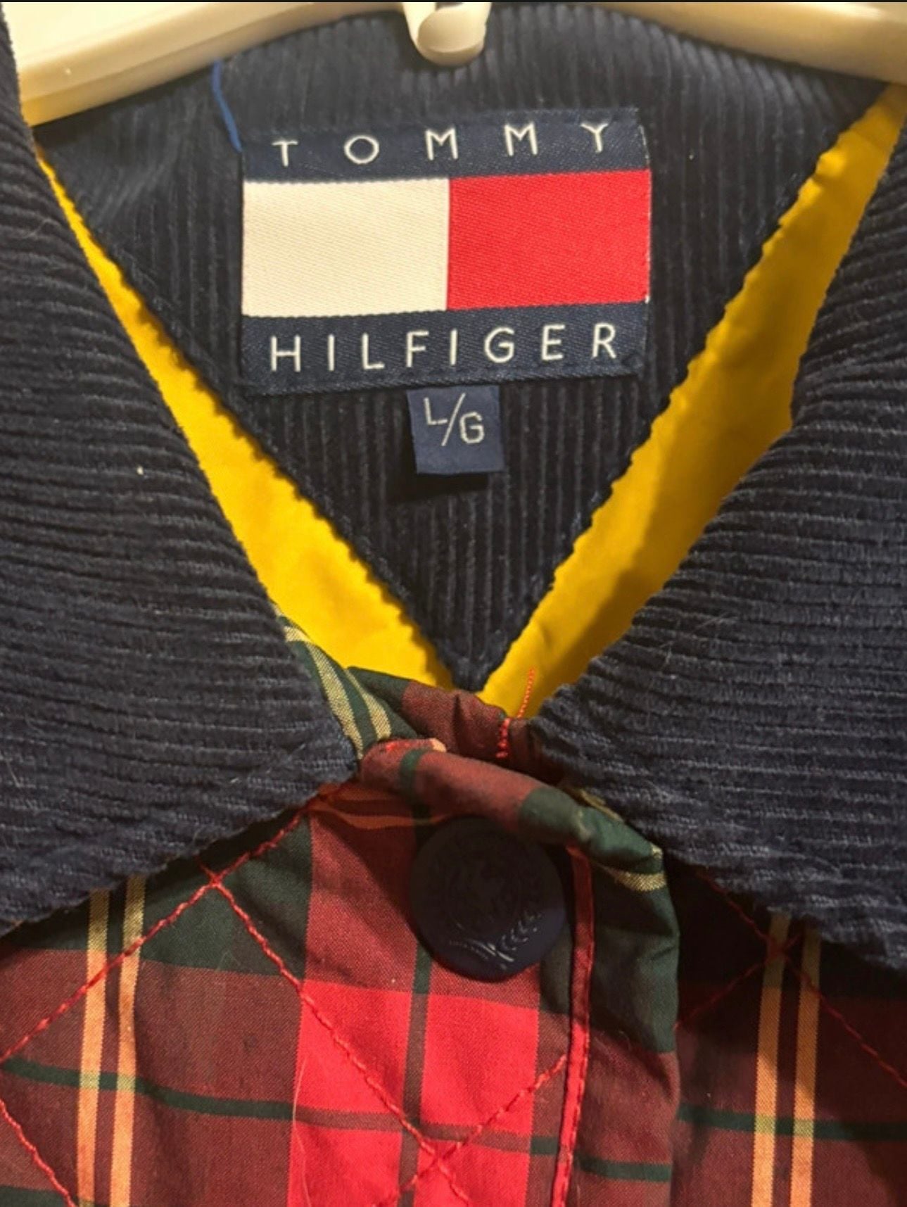 Vintage 90s Tommy Hilfiger Reversible Quilted Plaid Jacket with Corduroy Collar 7