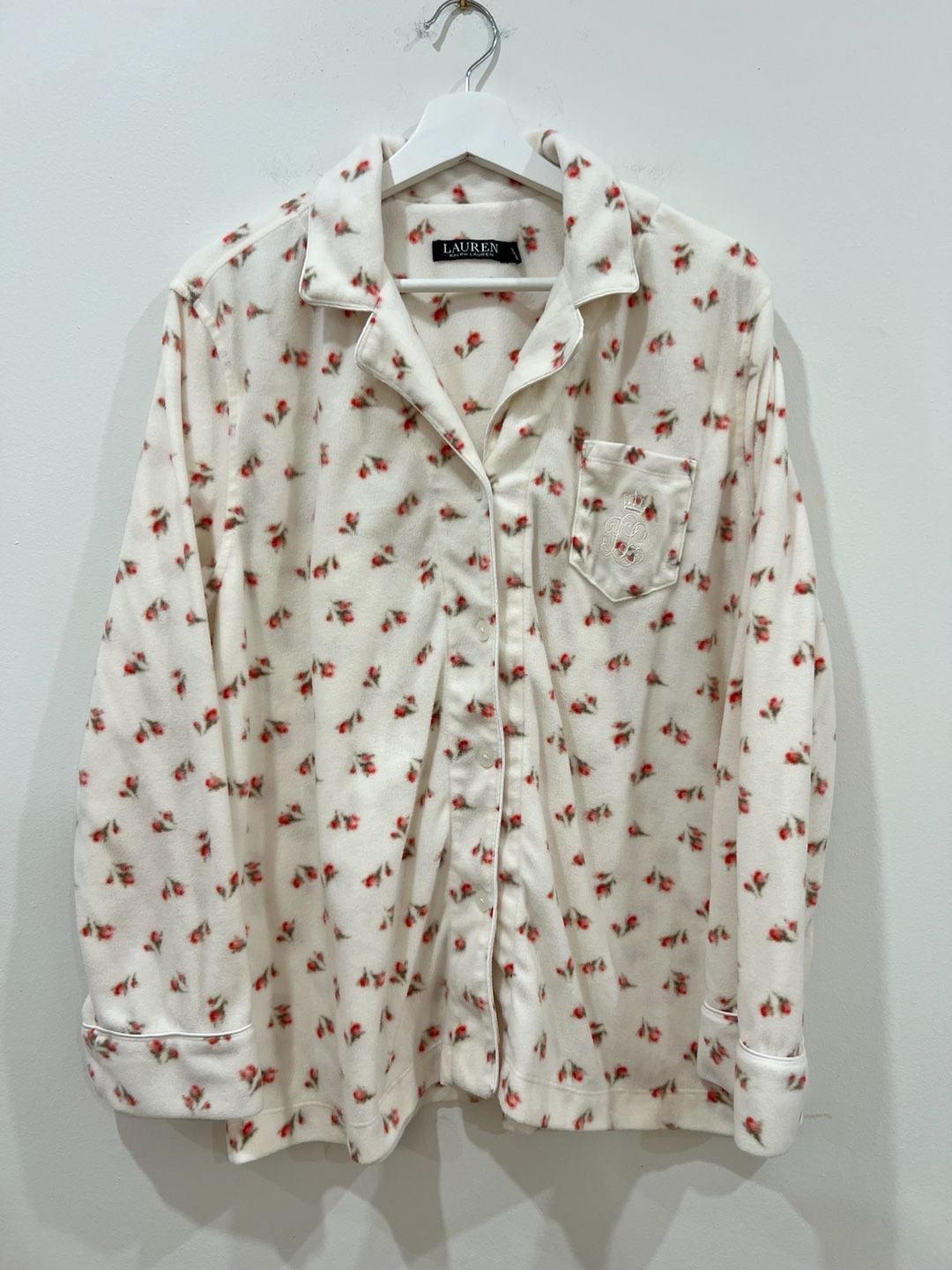Lauren Ralph Lauren Women's Floral Print Fleece Notch Collar Pajama Set XL 2