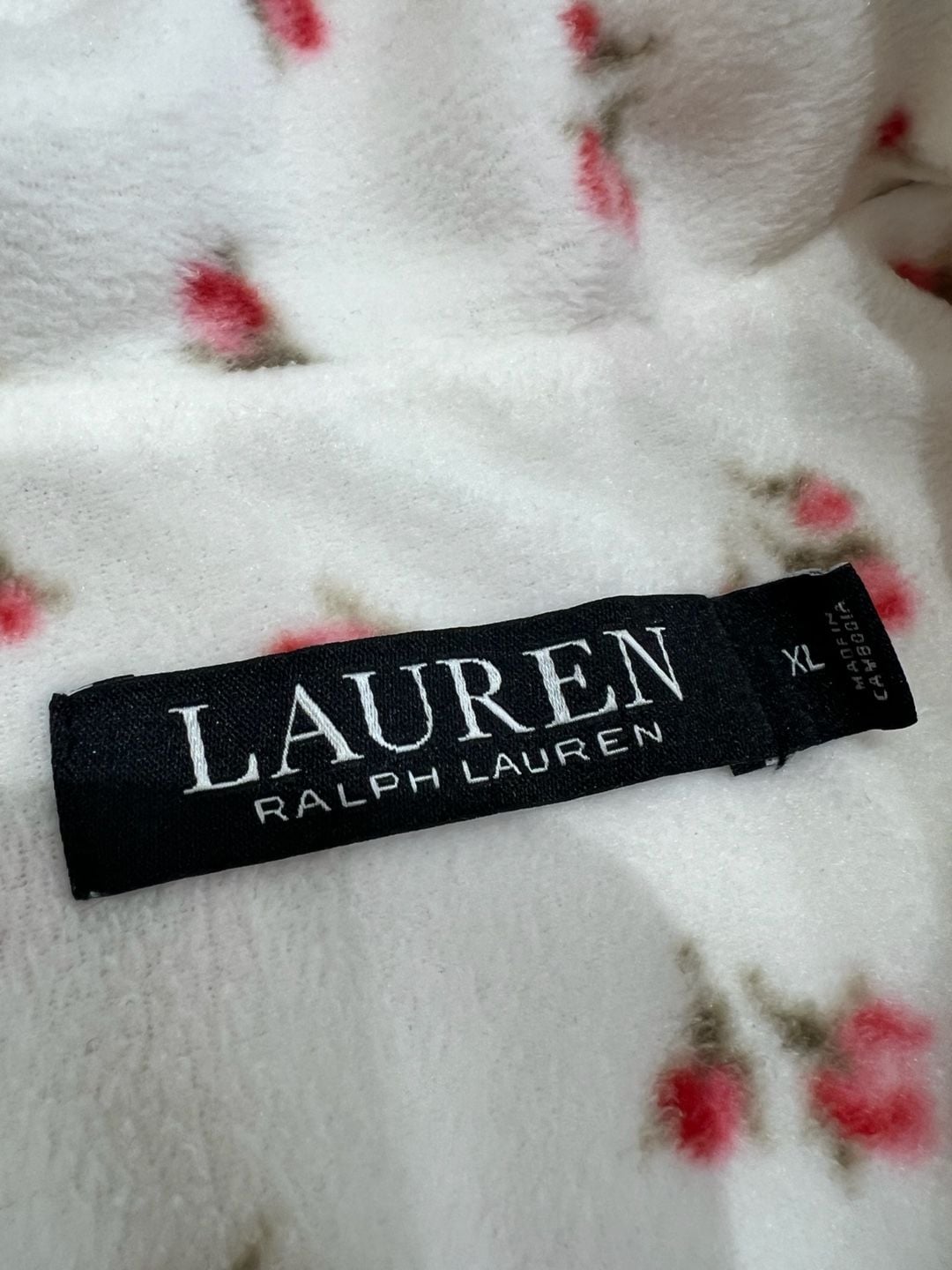 Lauren Ralph Lauren Women's Floral Print Fleece Notch Collar Pajama Set XL 6