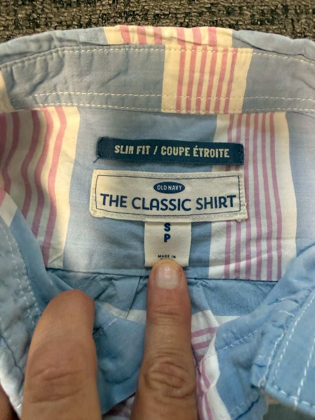 Old Navy The Classic Shirt Slim Fit Short Sleeve Button Down Striped Shirt 4