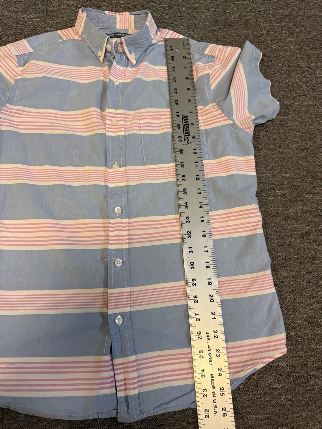 Old Navy The Classic Shirt Slim Fit Short Sleeve Button Down Striped Shirt 6