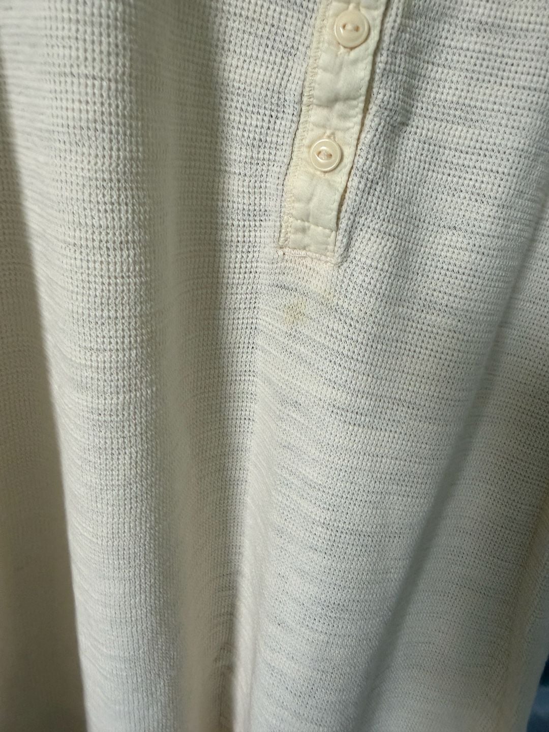 Lauren Jeans Co. Ralph Lauren Women's Cream Waffle Knit Short Sleeve Henley with Ruffle Trim 3