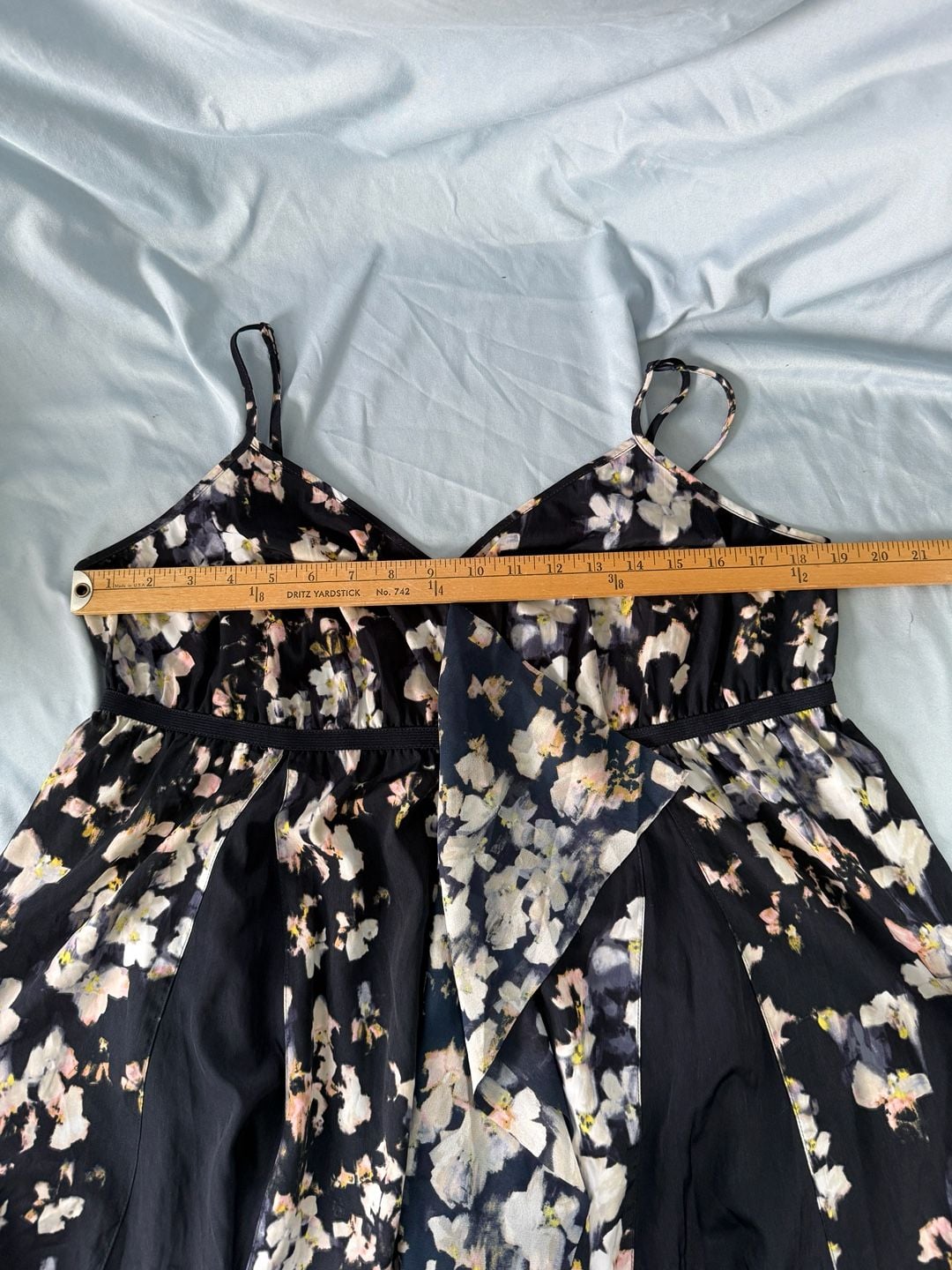 Simply Vera Vera Wang Navy Floral Godet Empire Spaghetti Strap Midi Dress XL 8