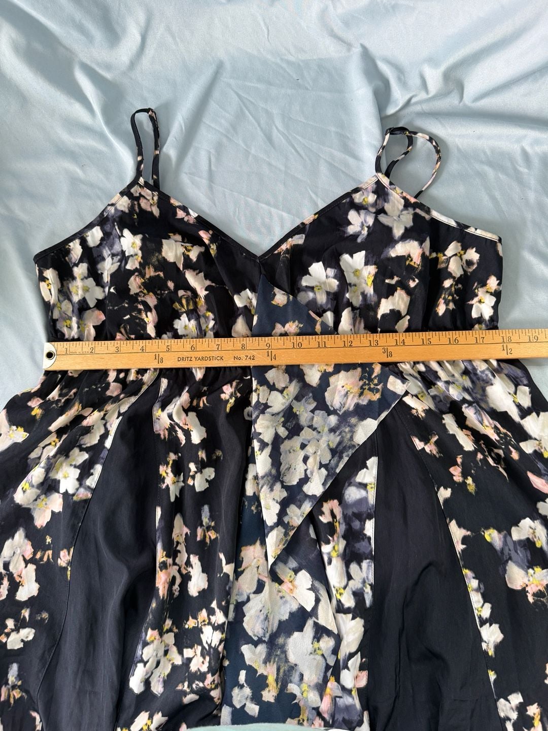 Simply Vera Vera Wang Navy Floral Godet Empire Spaghetti Strap Midi Dress XL 9