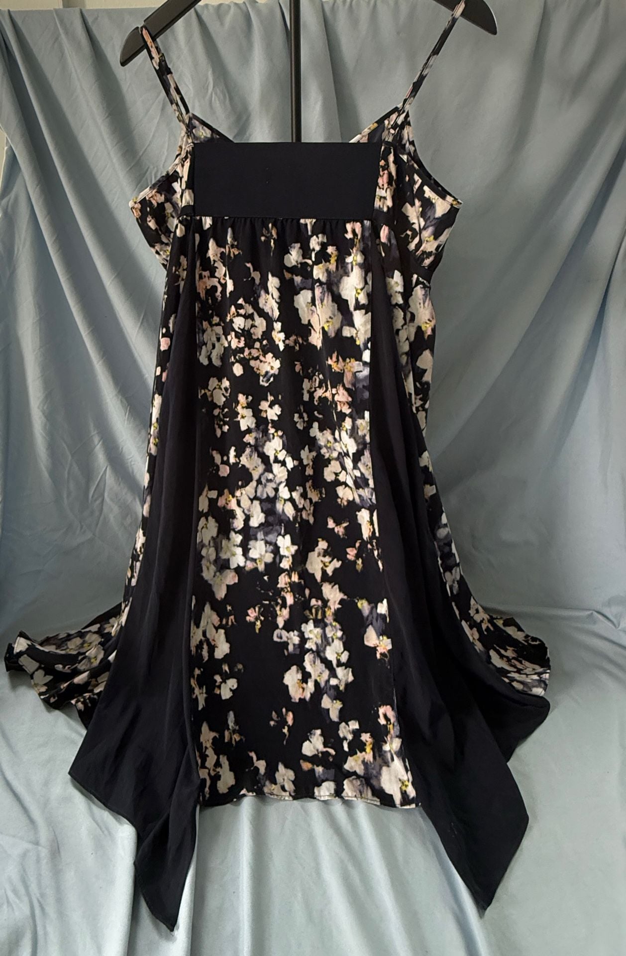 Simply Vera Vera Wang Navy Floral Godet Empire Spaghetti Strap Midi Dress XL 3