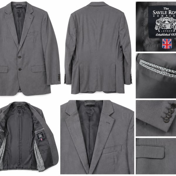 The Savile Row Company London Men's Gray Two-Button Suit Jacket
