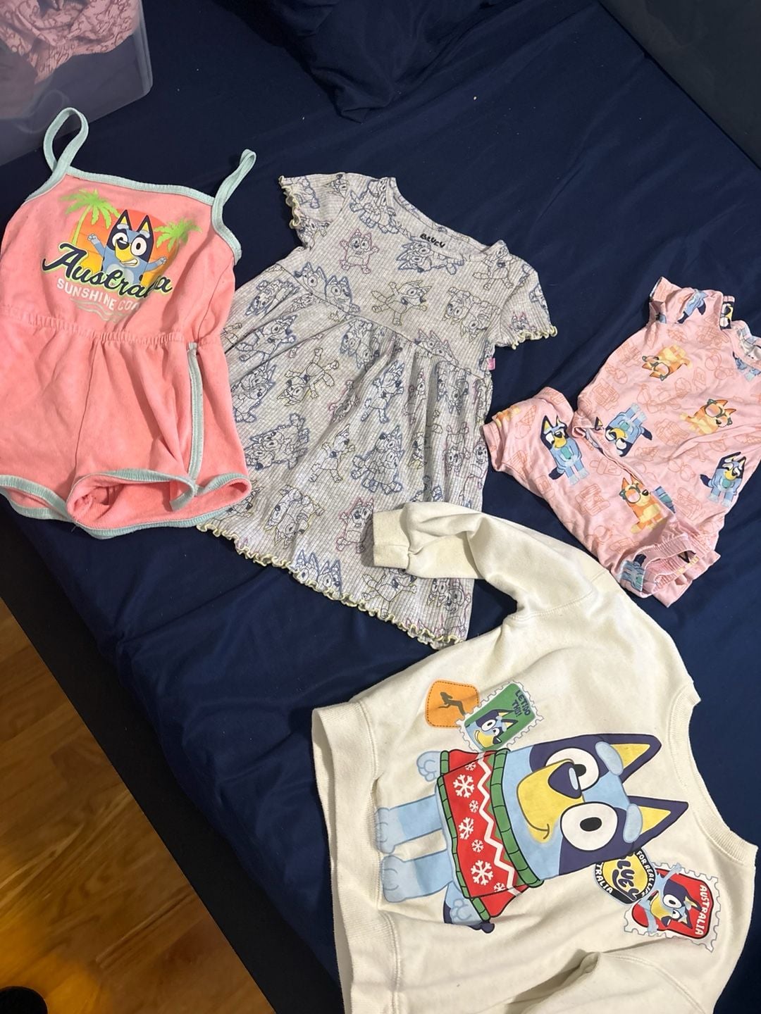 Bluey Toddler Girls Size 4T Clothing Bundle Dress, Romper, Pajama Set, & Sweatshirt 1